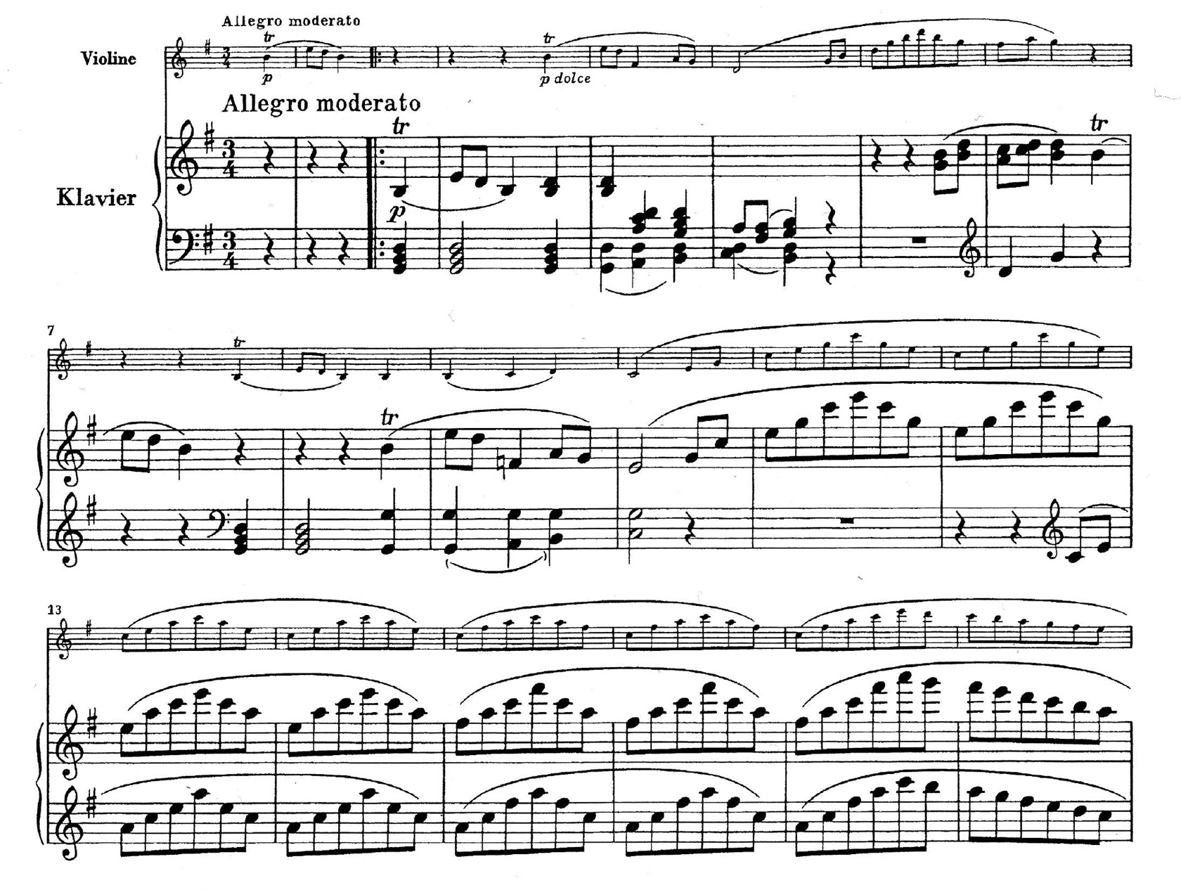 Beethoven, Violinsonate op. 96, 1. Satz, T. 1-18